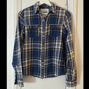 Abercrombie & Fitch Women’s Blue Plaid Shirt, flannel, size XS